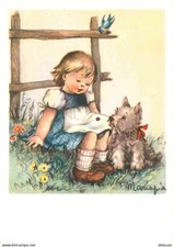 Enfants - Illustration - Dessin - Mariapia - Chiens - Carte Dentelée - CPM - Car