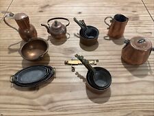 LOT DE CASSEROLES PLAT  CUIVRE MINIATURE POUR DECO Dinette Poupée DOLLHOUSE