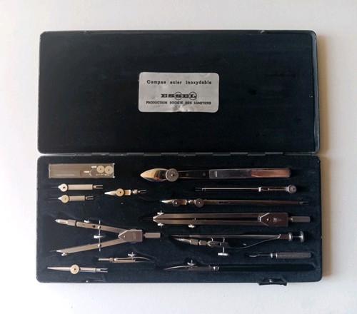 Ancienne boite compas essel - boite, de