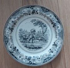Assiette Faience MONTEREAU La grosse bête Louis Lebeuf la chasse