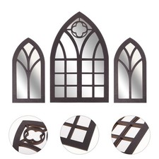  3 Pcs Faux Miroir De Fenêtre Style Église Miroirs Muraux Fenetre Vitre