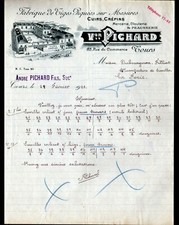 TOURS (37) MERCERIE CLOUTERIE PEAUSSERIE "Victor & André PICHARD" Lettre en 1922