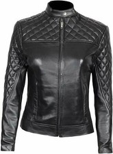 Blouson en cuir pour femme blouson de moto motard bombardier en cuir véritabl...