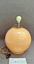 GROS PIED DE LAMPE BOULE CÉRAMIQUE VERNISSÉE ART DÉCO JAUNE/BLANC