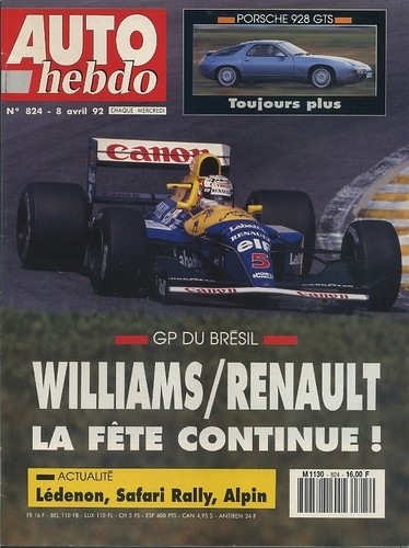 Auto hebdo 824 04 1992 - auto,