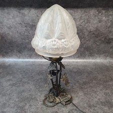 ancienne lampe de bureau en fer forgé et pate de verre ref AP182