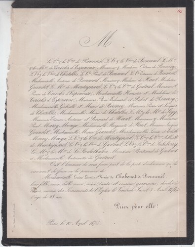 1874 faire part décès - faire-part,