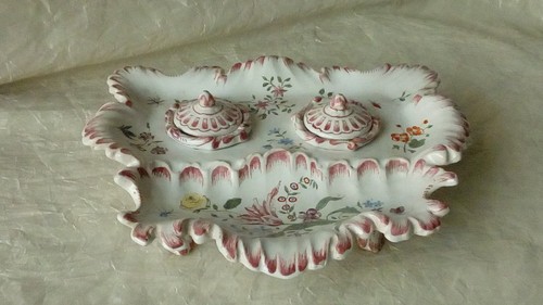 Encrier ecritoire faience - en,