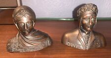 Paire de statuettes en régule divine comédie Dante et Béatrice