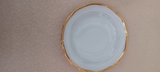 SUPERBES 6 ASSIETTES CREUSES  BLANCHES ET OR EN PORCELAINE DE LIMOGES. TB ETAT