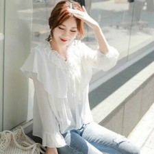 Blouse Vintage À Volants En Chiffon Pour Femmes À Manches Longues Évasées Lolita