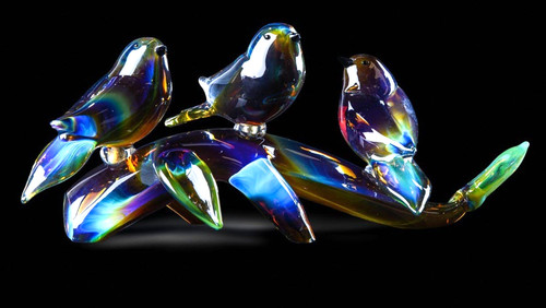 Scultura oiseaux verre - 3, de