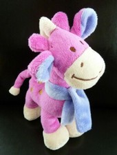 K4. DOUDOU PELUCHE Génération3 GIRAFE CHEVAL ROSE ECHARPE MAUVE  EXCELLENT ETAT