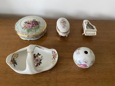 Ancien Lot LIMOGES Boîtes + Vide Poche + Pied Lampe Porcelaine Vintage #B976