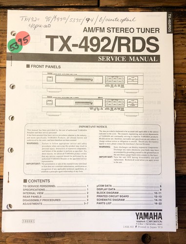 Yamaha 492 rds tuner - rds,