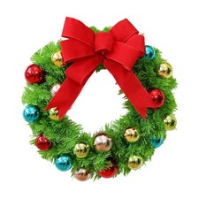 Couronne de Noël pour porte d'entrée avec boules décoratives réalistes