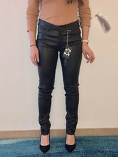 luxe pantalon cuir agneau brun