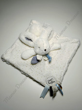 Doudou Plat/Mouchoir Lapin Blanc Pois Doré Or Happy Glossy - Doudou Et Compagnie