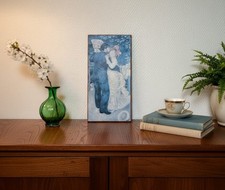 Reproduction de tableau "La Danse à Bougival" de Renoir - Plaque en bois vintage