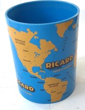 ANCIEN GOBELET À CRAYON PLANISPHÈRE RICARD 9x6,8 CM BISTROT