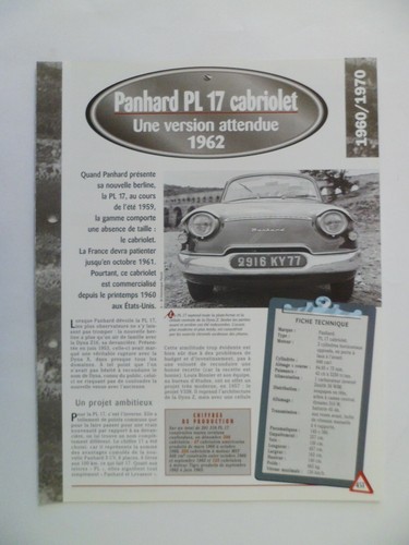 Carte fiche auto panhard - fiche, 17