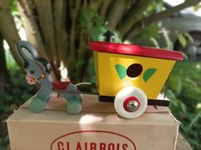 NEUF Ancien jeu jouet en bois clairbois ane tirant roulotte nomade BOITE ORIGINE