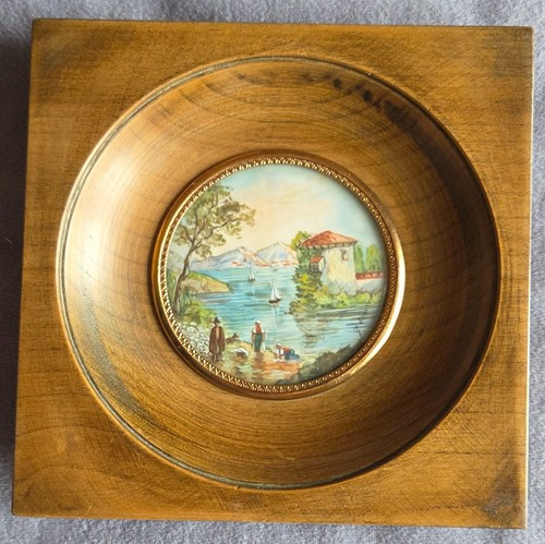 Peinture tondo miniature - , cadre