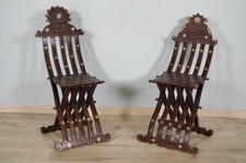 Paire de chaises syriennes pliantes 1900 noyer