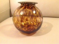Vase boule verre écaille de tortue - vintage.