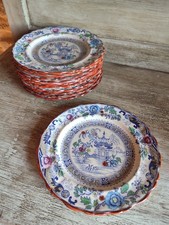  Lot de 11 Assiettes à Dessert Creil & Montereau Terre de Fer Décor JAPON N°688