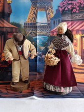 Couple de Santons Terre Cuite 25 cm - sur socle en bois 