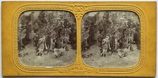 FRANCE Contes de Perrault Chat botté Moulin c1865 Photo Stereo Diorama Vintage 