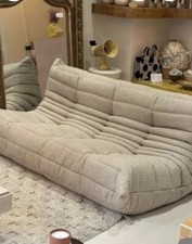 Canape 3 Places Togo Ligne Roset Neuf Tissu Laine Bouclée Moka