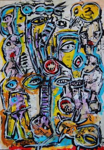 Art brut sur papier 42x49 - ,4, cm