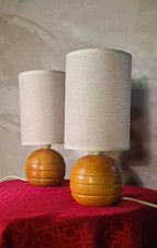 Paire de lampe boule bois chevet style scandinave 30 X 13.