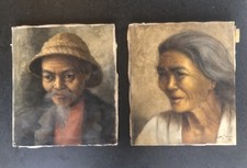 PAIRE TABLEAUX PORTRAITS - ASIE- SIGNÉS