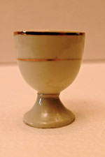 Ancien Chinois Céramique Œuf Tasse Sake Tasse Blanc Vernis Or Bordure Accents