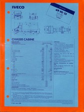 IVECO GAMME DAILY / CHASSIS CABINE 49-10-35 / FICHE TECHNIQUE de 1988