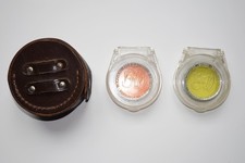 photo 2 filtres couleur orange jaune B+W Biermann Weber 34 mm boîtier cuir