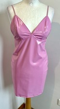 robe T36/38 vinyl rose coupe droite style bustier à fines bretelles 475!