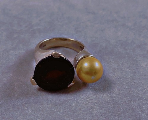 Ancienne bague argent - , jais