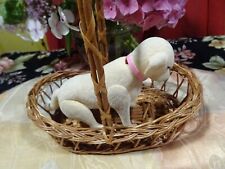 lot  panier osier anse  le petit chien articulé  tete  pour placer dans voiture 