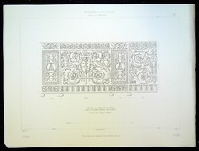 Ancienne Gravure d'Architecture Palais du Louvre a Paris Balcon en fer forgé