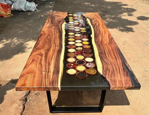 Black epoxy wood - table,