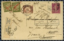 CPA de JEUMONT (Nord) pour ANVERS - retour avec passage par les REBUTS - 1938