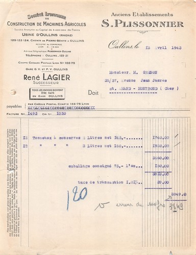 1943 societe lyonnaise - lyonnaise, de