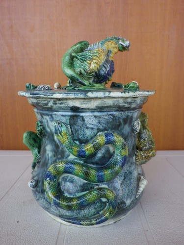Ancien pot couvert ceramique - pot,