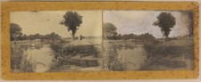 Paysage Rivière Artistique Photo Stereo Amateur n3 Vintage Argentique ca 1900 