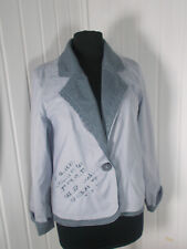 Veste blazer coton/polyester blanc rayé bleu ST JAMES 3/42F 40D 14UK bi-matiere