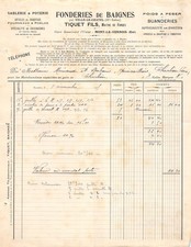SABLERIE ET POTERIE FONDERIES DE BAIGNES TIQUET FILS A MONT LE VERNOIS - M.